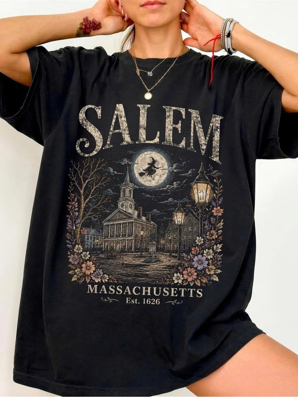 Salem Massachusetts Graphic Tee - Black